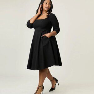 Unique Vintage Classic Black Women's Fit and Flare Dress Size 5X
